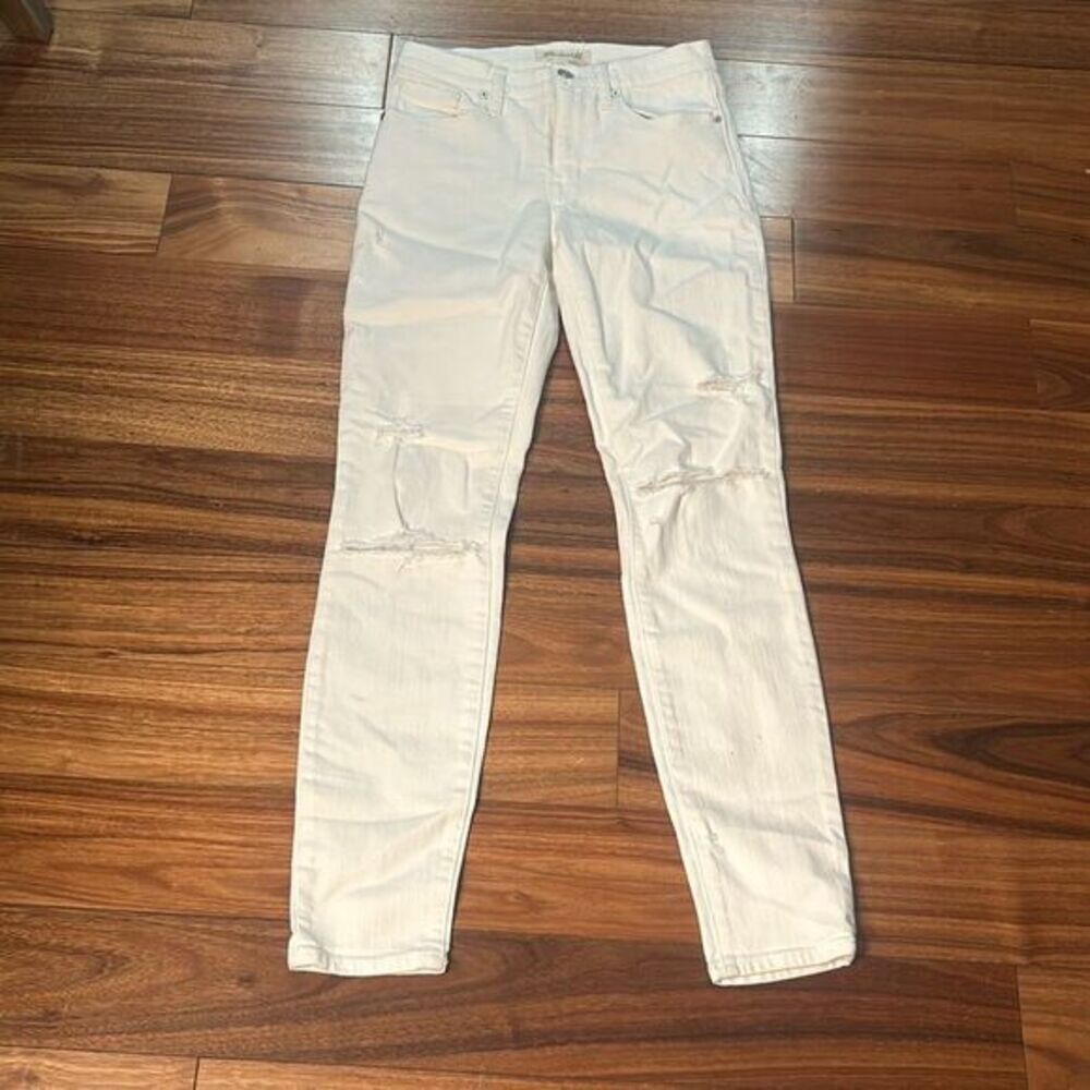 Madewell white distressed hi rise skinny jeans woman's‎ 24 white jeans